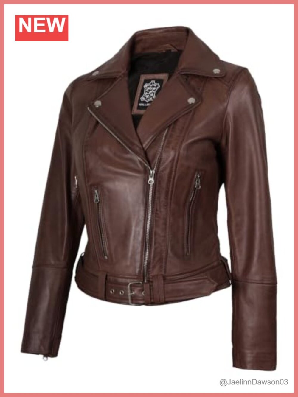Asymmetrical Leather Jacket Womens Belted Real Lambskin Moto Biker Coat
